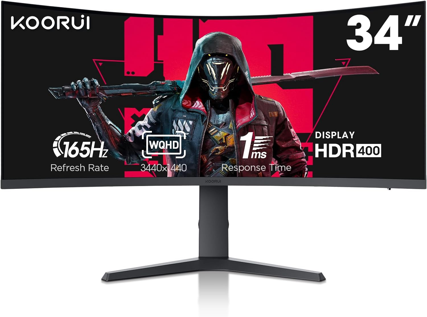 KOORUI 34 pollici Monitor per giochi curvi ultralarghi 144Hz 165Hz